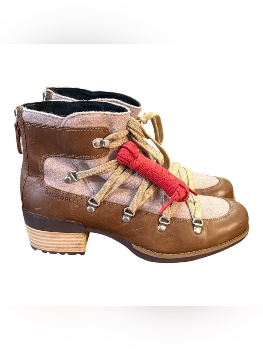 Merrell Shiloh II Warm Leather Lace-Up Ankle Boots Brown/Tan Women’s Size 9.5